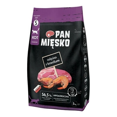 PAN MIĘSKO Teľacina s krevetkami pre mačky chrumkavé S 5 kg