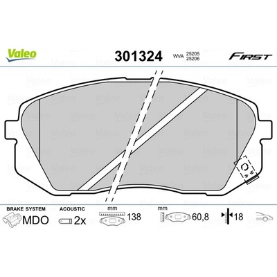 VALEO Sada brzdových platničiek kotúčovej brzdy 301324