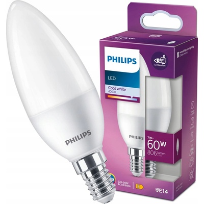Philips LED žiarovka E14 7W/60W 806lm 4000K matná