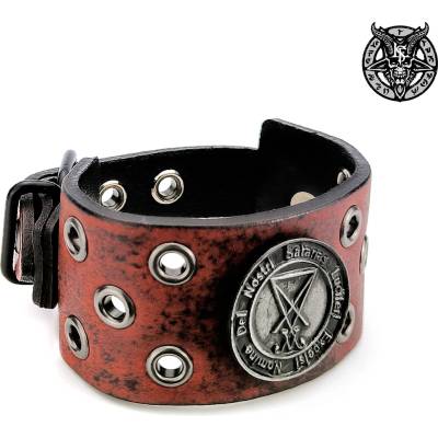 Leather & steel fashion гривна Red Lucifer- LSF1 73