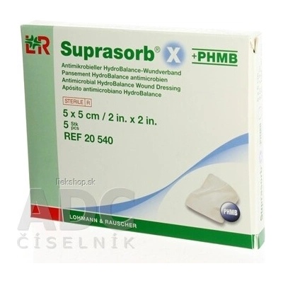 SUPRASORB X KRYTIE NA RANY + PHMB kompresy hydrobalančné antibakteriálne ( 5 x 5 cm)
