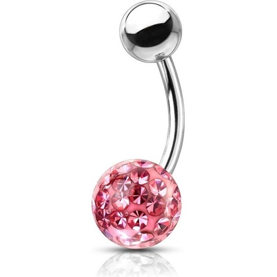 S4U Piercing do pupíku s kamínky Crystals From Swarovski kulička 8 mm (1,6 x 10 mm) BS1003P-10