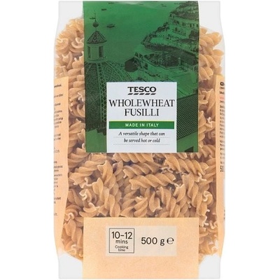 Tesco Fusilli sušené bezvaječné celozrnné semolinové cestoviny 0,5 kg