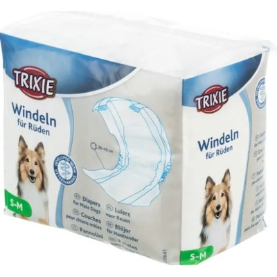 TRIXIE Diapers for Male Dogs S-M - Памперс / пелена за мъжки кучета, регулируем, 30-46 см. - 12 броя