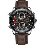 Curren Мъжки часовник Naviforce Fuero, Хронограф, Кожена каишка, Тъмно Кафяв / Сребрист (NAVIFORCE-9197L-DARK-SILVER) Часовници