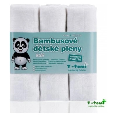 T-tomi bambusové BIO bez potisku Bílé 3 ks