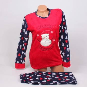 Image 1 of Коледна пижама в тъмносиньо със снежен човек