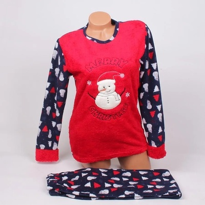Коледна пижама в тъмносиньо със снежен човек