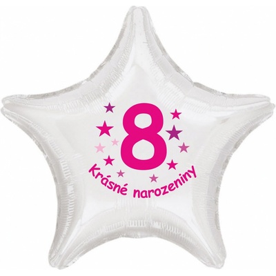 Balonky.cz Krásné 8. narozeniny fóliový balónek hvězda pro holky