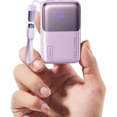 INIU Mini Power Bank, 45W 10000mAh Power Bank Small But Strong (USB C In & Out), Quick Charge Function PD3.0 External Mobile Phone Batteries, Compatible with iPhone 17 16 15 Pro Max Mini Samsung S24, Soft Purple - P50