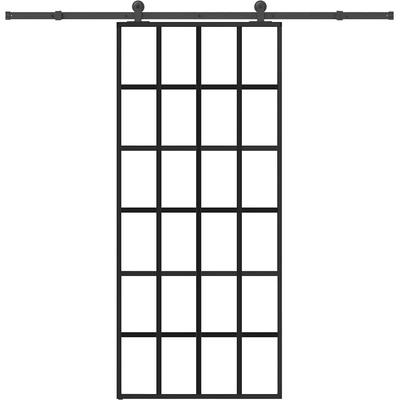 vidaXL Плъзгаща се врата с обков 90x205 см ESG стъкло и алуминий (3332855)