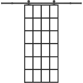 vidaXL Плъзгаща се врата с обков 90x205 см ESG стъкло и алуминий (3332855)