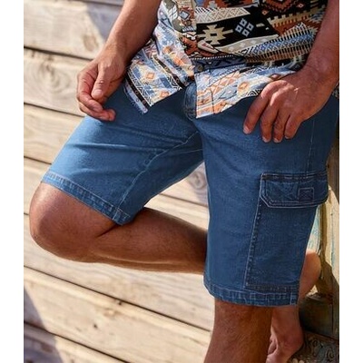 Atlas For Men Kapsáčové bermudy z pružného denimu Modrá