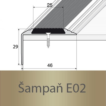 Profil Team Schodová hrana šampaň E02 46x30mm 2,7 m