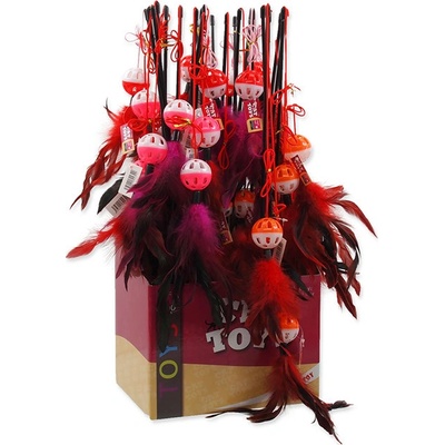 Magic Cat pro kočky - škádlítko s plastovým míčkem a pírky 22/50cm