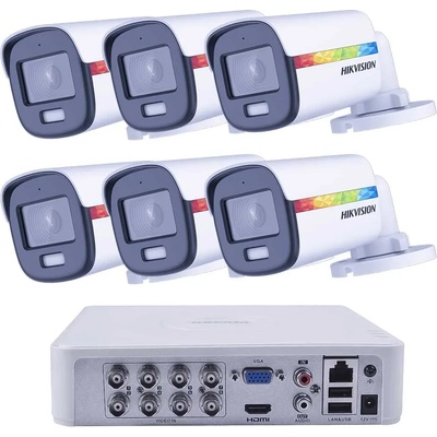 HIKVISION Професионален Комплект ZK61520W 6 Камери Hikvision 2MP ColorVu Dual-Light Аудио 40m (ZK61520W)