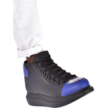 Chekich Унисекс боти с връзки - Черни със Син #365592 (365592_Черно)