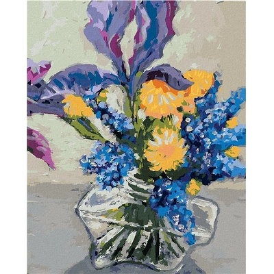 zuty Malování Podle Čísel Kosatce A Pampelišky Ve Váze 80 x 100 Cm Plátno Rám