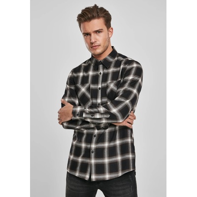 Urban Classics Мъжка карирана риза в черно и бяло Urban Classics Checked Flanell Shirt 6 UB-TB3195-00826 - Черен, размер XS