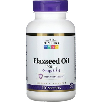 21st Century Flaxseed Oil, 1000 mg, 120 капсули, 21st Century (9145)