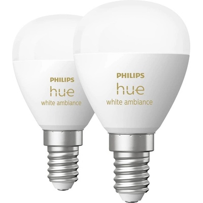 Philips Hue White Ambiance žiarovka LED E14 5,1W/470lm 2200-6500K P45 kvapka biela 2-set