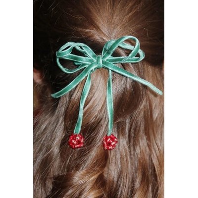 Vlasové gumičky Konges Sløjd 2 PACK CHERRY BOW HAIR CLIPS 2-pack KS101850 zelená ONE SIZE