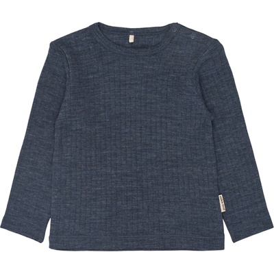 Mikk-Line Детски вълнен пуловер Mikk-Line Kid's Merino Wool L/S Top Merino longsleeve - Melange Blue Nights - размер 128 (EU) (704-6010-0115)
