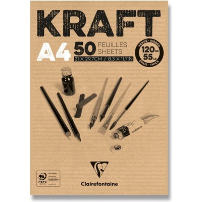 Clairefontaine Blok Brown Kraft A4 50 listů 120 g