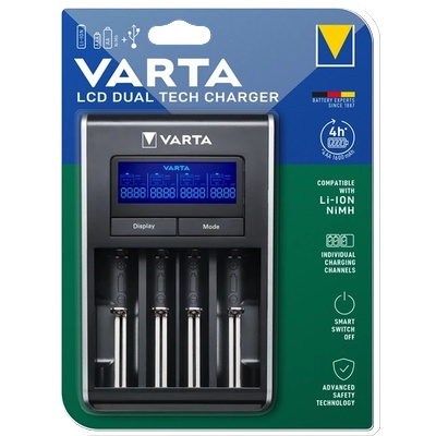 VARTA Зарядно устройство за батерии, AA/AAA/Li-ion батерия+USB, без батерия, VARTA " LCD Dual Tech" 57676101401 (57676101401)