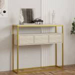 TopMebel Конзола Guarda TopMebel метал - меламин в бежов травертин - златен цвят 100x29x90cm