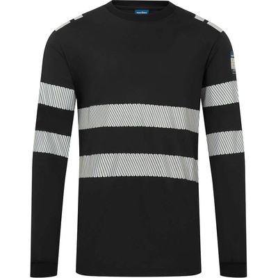 Portwest pw3 modaflame knit fr732 / Светлоотразителна риза с дълъг ръкав, забавяща горенето - черна l (fr732bkrl)