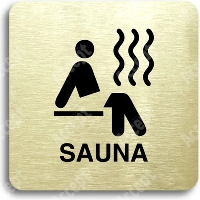 ACCEPT Piktogram sauna - zlatá tabulka - černý tisk bez rámečku