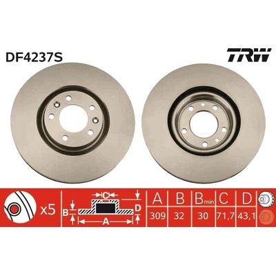 Brzdový kotúč TRW DF4237S