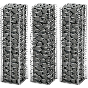 vidaXL Комплект габиони, 3 бр, поцинкована тел, 25x25x100 см (141045)