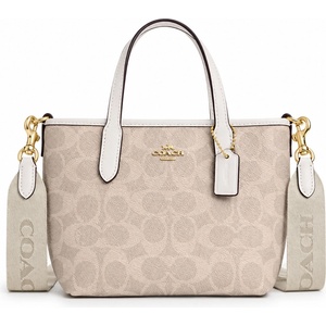 Coach Дамска чанта Coach City Mini Tote, Signature Canvas, Бежов / Бял (CW032-YELLOW)