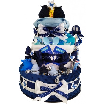 BabyDort bohatý třípatrový plenkový dort Navy PREMIUM