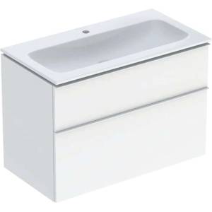 Geberit iCon - Шкаф с мивка, 90x48x63 см, 2 чекмеджета, KeraTect, гланцово бяло 502.333. 01.1 (502.333.01.1)