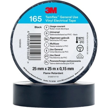 3M Temflex 165 Elektroizolační páska, 25 mm x 25 m, černá (7100184820)