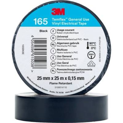 3M Temflex 165 Elektroizolační páska, 25 mm x 25 m, černá (7100184820)