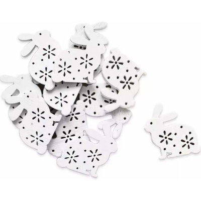 Lepaso Zajíc přízdoba dřevo 12ks/3cm Bílá