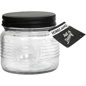 Horecano OLD FASHIONED-Буркан с метална винтова ЧЕРНА капачка 500ml НИСЪК (212986-BL-SS4) (0103256)