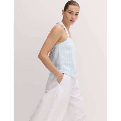 Marks & Spencer Топ с принт, висок дял лен и връзване зад врата Marks & Spencer синя Marks & Spencer | Sin | ЖЕНИ | S
