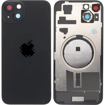 Kryt Apple iPhone 15 Plus Sklo Zadního Housingu + Sklíčko Kamery + Kovová Destička + Magsafe Magnet černý