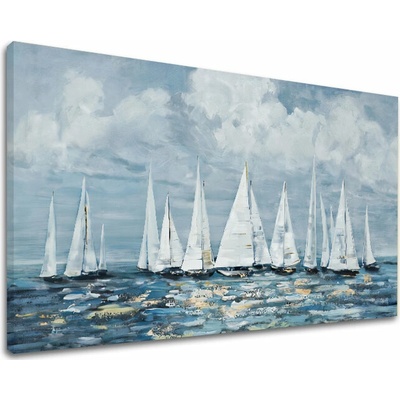 Obraz na plátne PLACHETNICE NA MORI - 100x50 cm