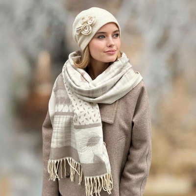 Krumlovanka šál Cashmere Sensation P-72635-BG béžový