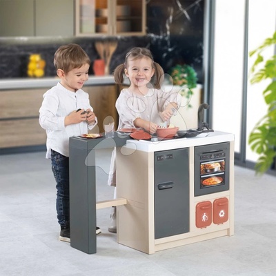 Smoby Kuchynka ostrovček s magickými cestovinami Kitchen Island 360° obojstranná s otvárateľnou rúrou a úložným priestorom 23 doplnkov