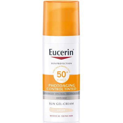Eucerin Sun Оцветен слънцезащитен гел-крем Photoaging Control, светъл, SPF50+, 50 ml