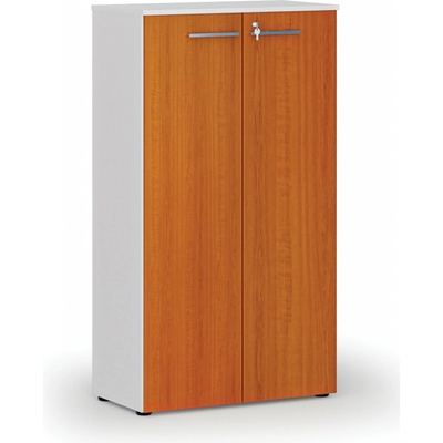 Primo Kancelárska skriňa s dverami WHITE, 1434 x 800 x 420 mm, biela/čerešňa