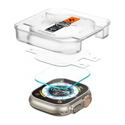 Spigen Комплект 2 броя стъклo за Apple Watch Ultra Series, Spigen GlastR EZ FIT, Закалено, Прозрачно (AGL05556)
