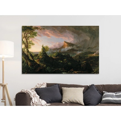 Vývoj říše: Divošství - Thomas Cole Varianta: 70x45 cm - na KAPA desce 5 mm (k zavěšení)